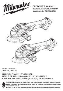 Manual Milwaukee 2881-20 Angle Grinder