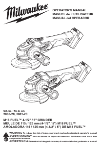 Mode d’emploi Milwaukee 2881-20 Meuleuse angulaire