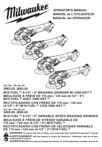 Manual Milwaukee 2882-20 Angle Grinder