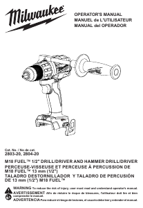 Mode d’emploi Milwaukee 2803-20 Perceuse visseuse