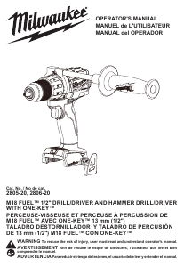 Mode d’emploi Milwaukee 2805-20 Perceuse visseuse