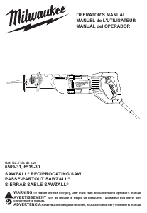 Manual Milwaukee 6509-31 Reciprocating Saw
