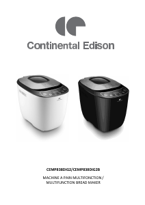 Manual Continental Edison CEMP838DIG2B Bread Maker