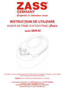 Manual Zass ZBM 02 Mașina de pâine