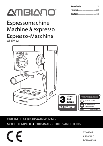 Mode d’emploi Ambiano GT-EM-02 Machine à expresso