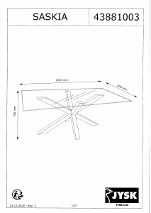 Manual de uso JYSK Saskia (160x90) Mesa de comedor
