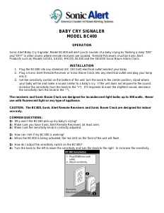 Manual Sonic Alert BC400 Baby Monitor