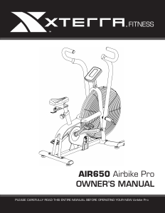 Manual XTERRA Fitness AIR650 Airbike Pro Exercise Bike