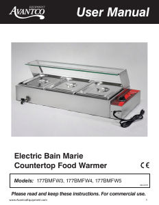 Manual Avantco 177BMFW3 Buffet Warmer