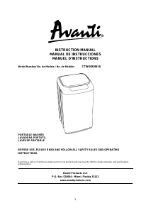 Manual Avanti CTW84X0W-IS Washing Machine