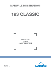 Manuale Carpigiani 193 Classic Macchina del gelato