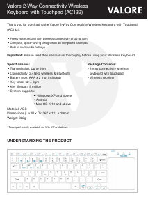 Handleiding Valore AC132 Toetsenbord