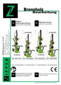 Bedienungsanleitung Zipper ZI-HS13E Holzspalter