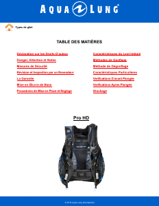 Mode d’emploi Aqua Lung Pro HD Gilet de stabilisation