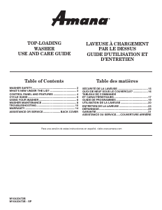 Mode d’emploi Amana NTW4600YQ Lave-linge