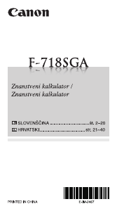 Priručnik Canon F-718SGA Kalkulator