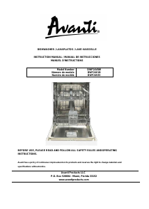 Manual Avanti DWF24V3S Dishwasher
