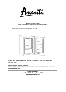 Manual de uso Avanti VF306 Congelador