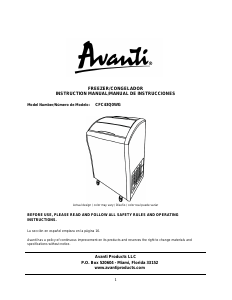 Manual de uso Avanti CFC436Q0WG Congelador