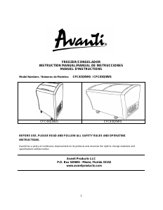 Manual de uso Avanti CFC836Q0WG Congelador