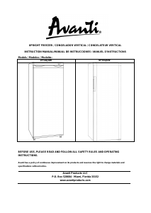 Manual Avanti VF93Q0W Freezer