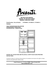 Mode d’emploi Avanti FF138G0W-1 Réfrigérateur combiné