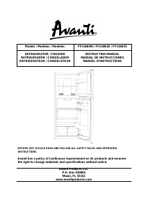 Manual Avanti FF116B0W Fridge-Freezer