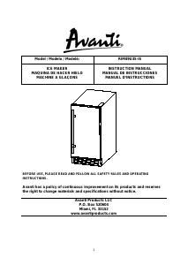 Mode d’emploi Avanti RIM49U3S-IS Machine à glaçons