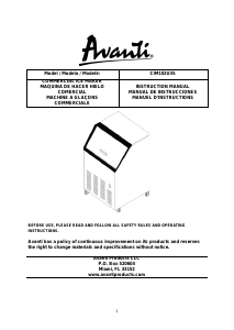 Manual de uso Avanti CIM102U3S Máquina de hacer hielo