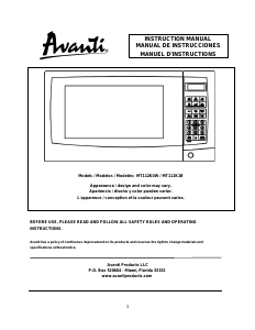 Manual Avanti MT112K1B Microwave