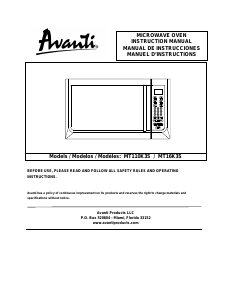Mode d’emploi Avanti MT16K3S Micro-onde