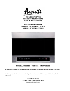 Manual Avanti MOTR13D3S Microwave
