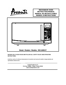 Mode d’emploi Avanti MO1108SST Micro-onde