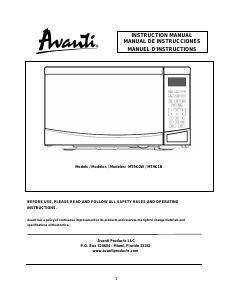 Manual Avanti MT9K0W Microwave