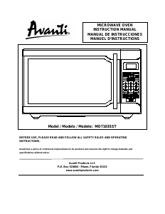 Manual Avanti MO7103SST Microwave