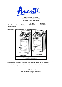 Mode d’emploi Avanti GRO24P0W Cuisinière