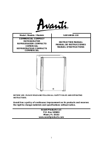 Manual de uso Avanti SAR14N1B-110 Refrigerador