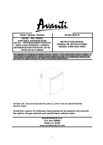 Manual Avanti DCSR17N3S-IS Refrigerator