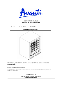 Manual de uso Avanti WCR506SS Vinoteca