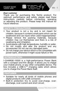 Manuale Techly I-CHARGE-10000 Caricatore portatile