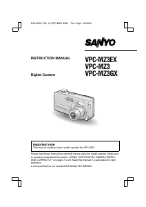 Manual Sanyo VPC-MZ3EX Digital Camera