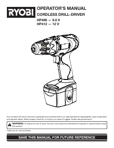 Manual Ryobi HP412 Drill-Driver