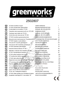 Priročnik Greenworks GD60LM46HP Vrtna kosilnica