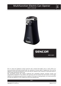 Manual Sencor SMO 6601 Can Opener