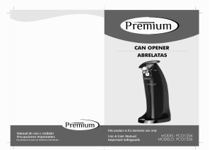 Manual de uso Premium PCO1206 Abrelatas