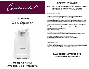 Manual Continental CE-CO101 Can Opener