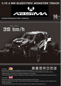 Manual Absima 1/18 4 WD Electric Monster Truck Radio Controlled Car