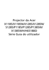 Manual Acer P1185 Projetor