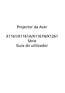 Manual Acer X1161A Projetor