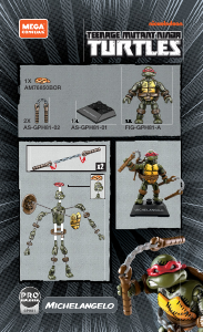 Priročnik Mega Construx set GPH81 Turtles Michelangelo